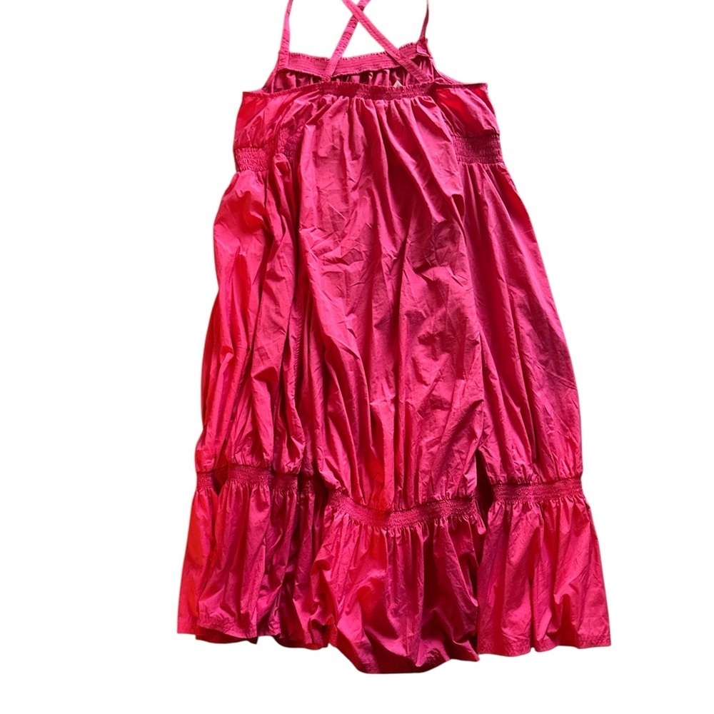 Anthropologie Red Ruched Ruffled Midi Dress - Picture 6 of 9